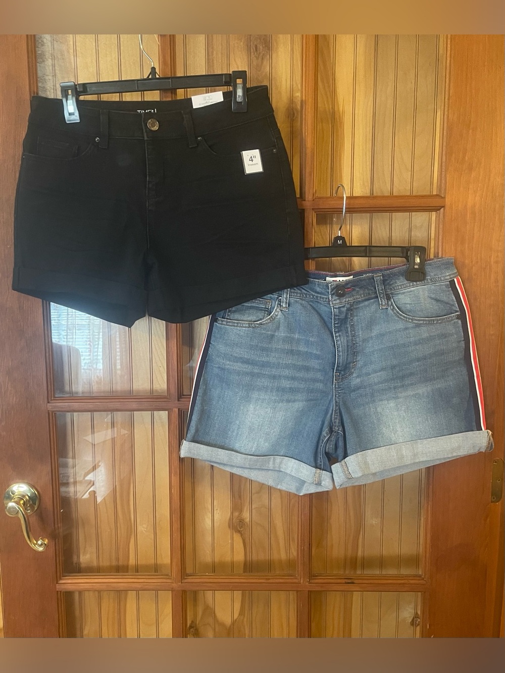 2 for $13 Women's Black/BlueRolled-Hem Denim Shorts
